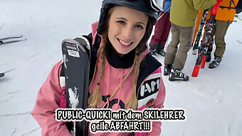 Young Girl Gets Down And Dirty With The Ski Instructor In Public