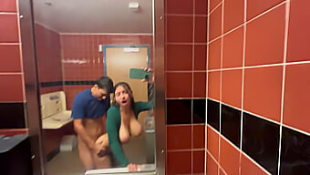 Busty Beauty Takes A Risky Creampie In A Public Bathroom