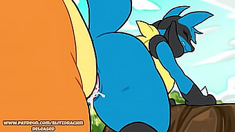 Velká Prsa Lucario Bere Charizard Creampie